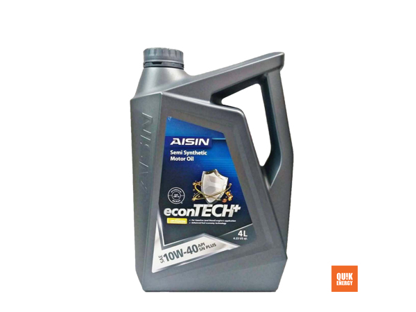 น้ำมันเครื่อง เบนซิน Aisin econTECH 10W-40 SEMI SYNTHETIC  ขนาด4ลิตร พร้อมเปลี่ยนถ่าย