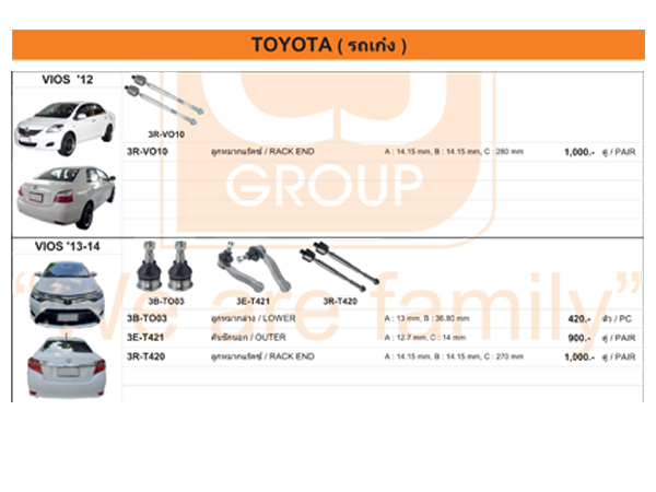 ชุดลูกหมากช่วงล่างรถ Toyota Vios